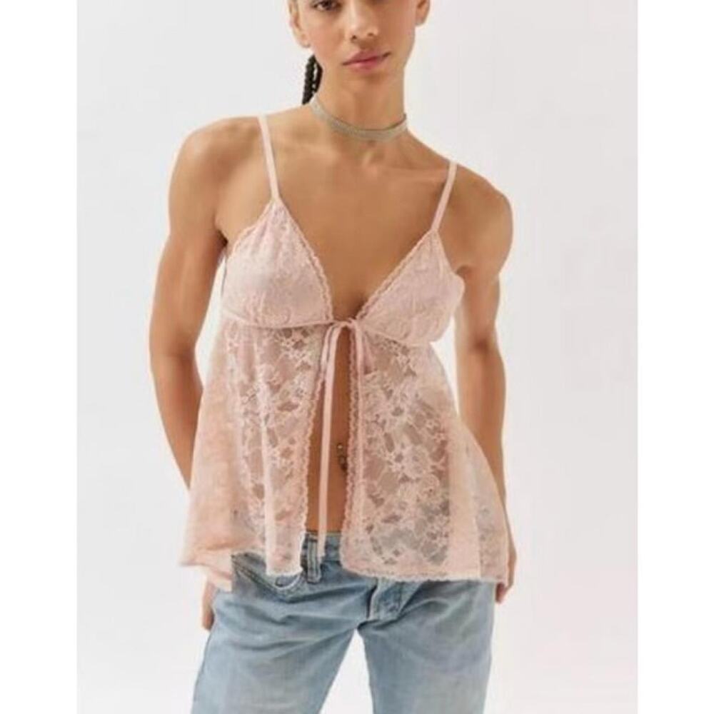 Urban outfitters pink lace cami